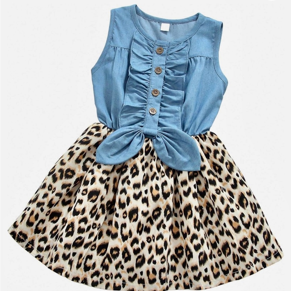Denim Floral Print Sleeveless Skirt Dresses & Long Sleeve, One-Piece
